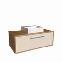 Ver imagem 2 de Gabinete Suspenso para Banheiro com Cuba Branca 80cm 1 Porta Basculante Alice Marrom/Mel/Arenas