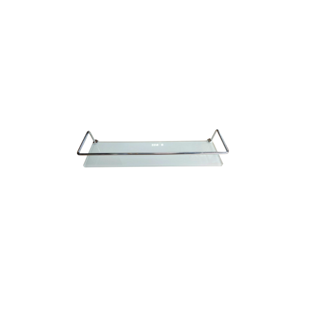 Porta Shampoo em Vidro Branco Temperado 8mm com Cantoneira Cromada
