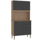 Ver imagem 1 de Armário de Cozinha Pequeno Isabella 90 X 180 Cm 4 Portas 1 Gaveta Mdp Manchester Grafite - Clicklar