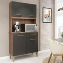 Ver imagem 2 de Armário de Cozinha Pequeno Isabella 90 X 180 Cm 4 Portas 1 Gaveta Mdp Manchester Grafite - Clicklar