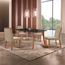 Ver imagem 1 de Conjunto Sala de Jantar Mesa Paris Madeira Maciça 140x80cm Tampo Retângular Vidro Preto com 4 Cadeir