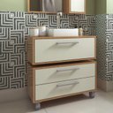 Ver imagem 1 de Gabinete Suspenso para Banheiro Com Cuba Branca 80cm 1 Basculante e Balcão 2 Gavetas Alice