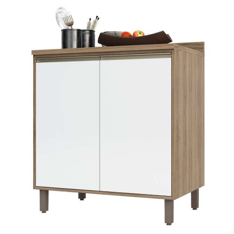 Balcão de Cozinha com Tampo 80 Cm 2 Portas de Abrir 1 Prateleira Mel Luciane Móveis