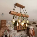 Ver imagem 2 de Luminária de Madeira Rústica 7 Pendentes – Estilo Industrial para Sala e Cozinha
