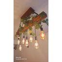 Ver imagem 3 de Luminária de Madeira Rústica 7 Pendentes – Estilo Industrial para Sala e Cozinha