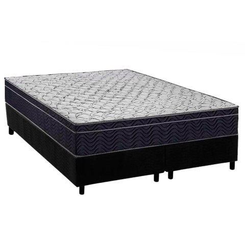 Conjunto Box Queen: Colchão Anatômico Ortobom D45 / Airtech 150 + Base Crc Suede Black(158x198)