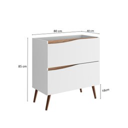Gabinete para Banheiro com Pés 02 Gavetas 02 Portas e Lavatório Lille - 7