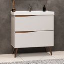 Ver imagem 6 de Gabinete para Banheiro com Pés 02 Gavetas 02 Portas e Lavatório Lille