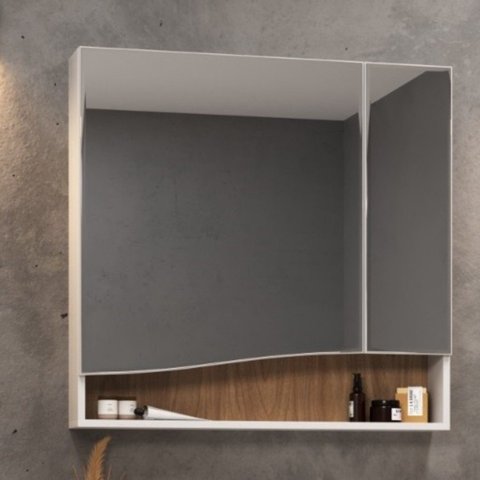 Armário Espelheira para Banheiro 80cm Lille Branco/Tauari