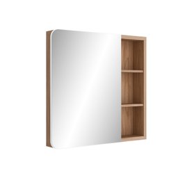 Conjunto completo de Banheiro MDF com Armário e Gabinete com Pés Com Espelheira e Cuba Madri  80cm - 16