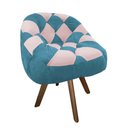 Ver imagem 2 de Poltrona Paloma Escritório Sala Giratória Madeira Suede Azul Turquesa e Suede Rosa Bebê - Dominic de