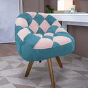 Ver imagem 1 de Poltrona Paloma Escritório Sala Giratória Madeira Suede Azul Turquesa e Suede Rosa Bebê - Dominic de