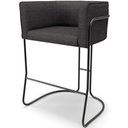 Ver imagem 1 de Banqueta Decorativa Fixa Baixa Base de Aço Preto Betina D02 Linho Cinza Escuro C-416 - Lyam Decor