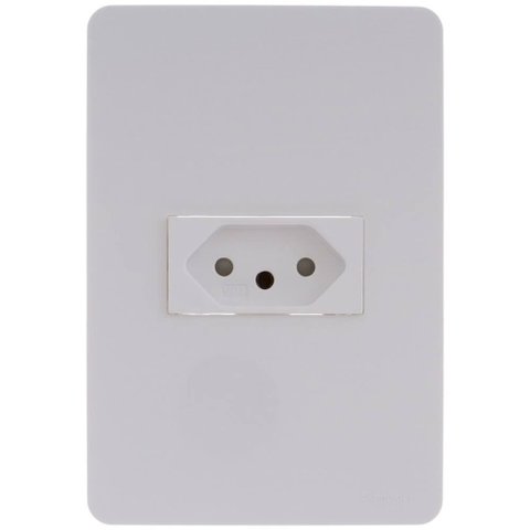 Conjunto Tomada 2 Pinos + Terra 10 Amperes 250 Volts Branco - S71302104 - Schneider Cj Tomada 2p+t 1
