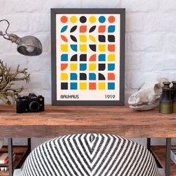 Elementos Colorido Coleção Bauhaus Quadro Escritório Moderno - 2