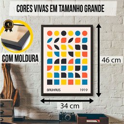 Elementos Colorido Coleção Bauhaus Quadro Escritório Moderno - 4