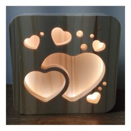 Luminária de Mesa Abajur Led Lotus Decor Lumi09 Fusca Pinus Coração - 4