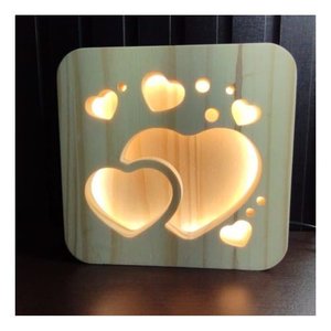 Luminária de Mesa Abajur Led Lotus Decor Lumi09 Fusca Pinus Coração