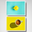 Ver imagem 2 de Kit 2 Quadros Fotografias Café E Cafeteira 45x34cm:Madeira branca