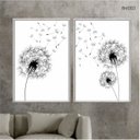 Ver imagem 2 de Kit 02 Quadros Decorativos - Dente de Leao Minimalista Pb Flnt053 - Tela Canvas - 40x60cm