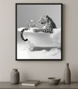 Ver imagem 1 de Quadro Banheiro Fotografia Onça na Banheira 45x34cm:moldura Preta