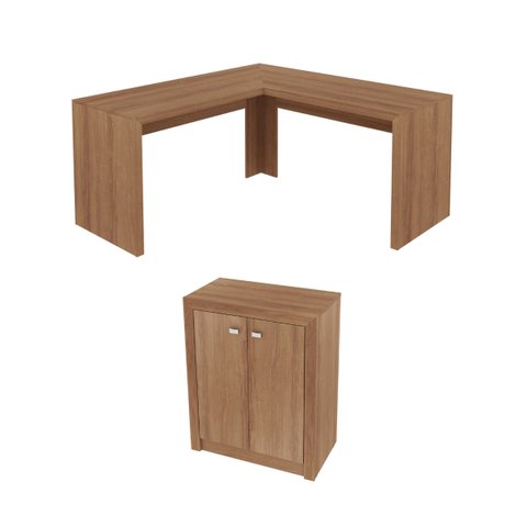 Conjunto P/ Escritório Mesa/balcão Amêndoa Tecnomobili