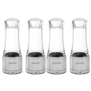 Moedor Aço Inox Acrílico Tramontina para Sal e Pimenta 4 Unidades 61653000x4