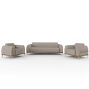 Ver imagem 1 de Kit Sofá 3 Lugares 210cm com 2 Poltronas Molino Pés D'ouro D02 Linho Bege C-107 - Lyam Decor