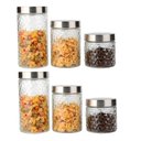 Ver imagem 1 de Conjunto 6 Potes Vidro Rattan Tampa Inox 800/1200/1700ml