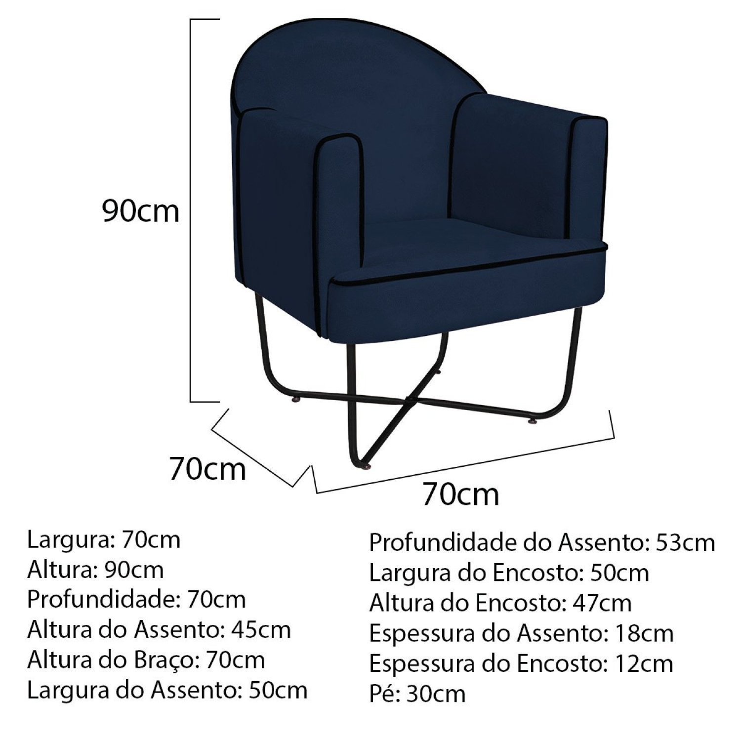 Poltrona Decorativa para Sala de Estar Base X Eva - 3