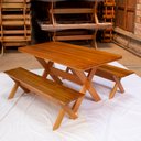 Ver imagem 3 de Conjunto Mesa 2m e 2 Bancos Sem Encosto Madeira Maciça Eucalipto:Cerejeira