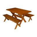 Ver imagem 1 de Conjunto Mesa 2m e 2 Bancos Sem Encosto Madeira Maciça Eucalipto:Cerejeira