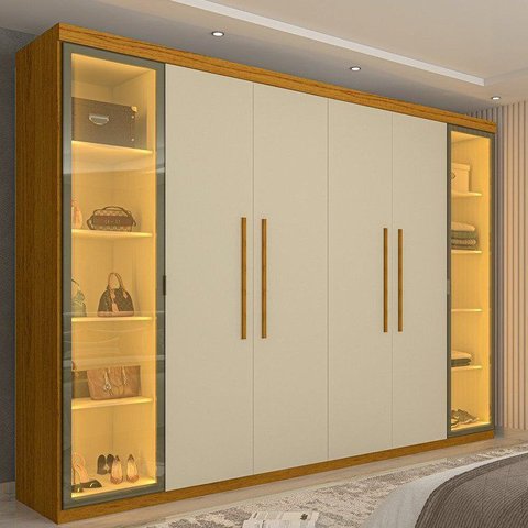 Guarda Roupa Casal Cumaru 6 Portas e 2 Portas Reflecta com LED Yescasa