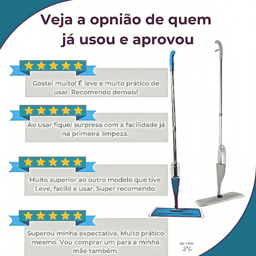 Rodo Mop de Limpeza com Reservatório e Spray Pulverizador Esfregão Vassoura Mágica Limpeza Eficiente - 8