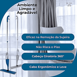Rodo Mop de Limpeza com Reservatório e Spray Pulverizador Esfregão Vassoura Mágica Limpeza Eficiente - 2