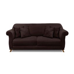 Sofá 3 Lugares Pé de Madeira Julieta 200 Cm Suede Café S04 - D'rossi - 2