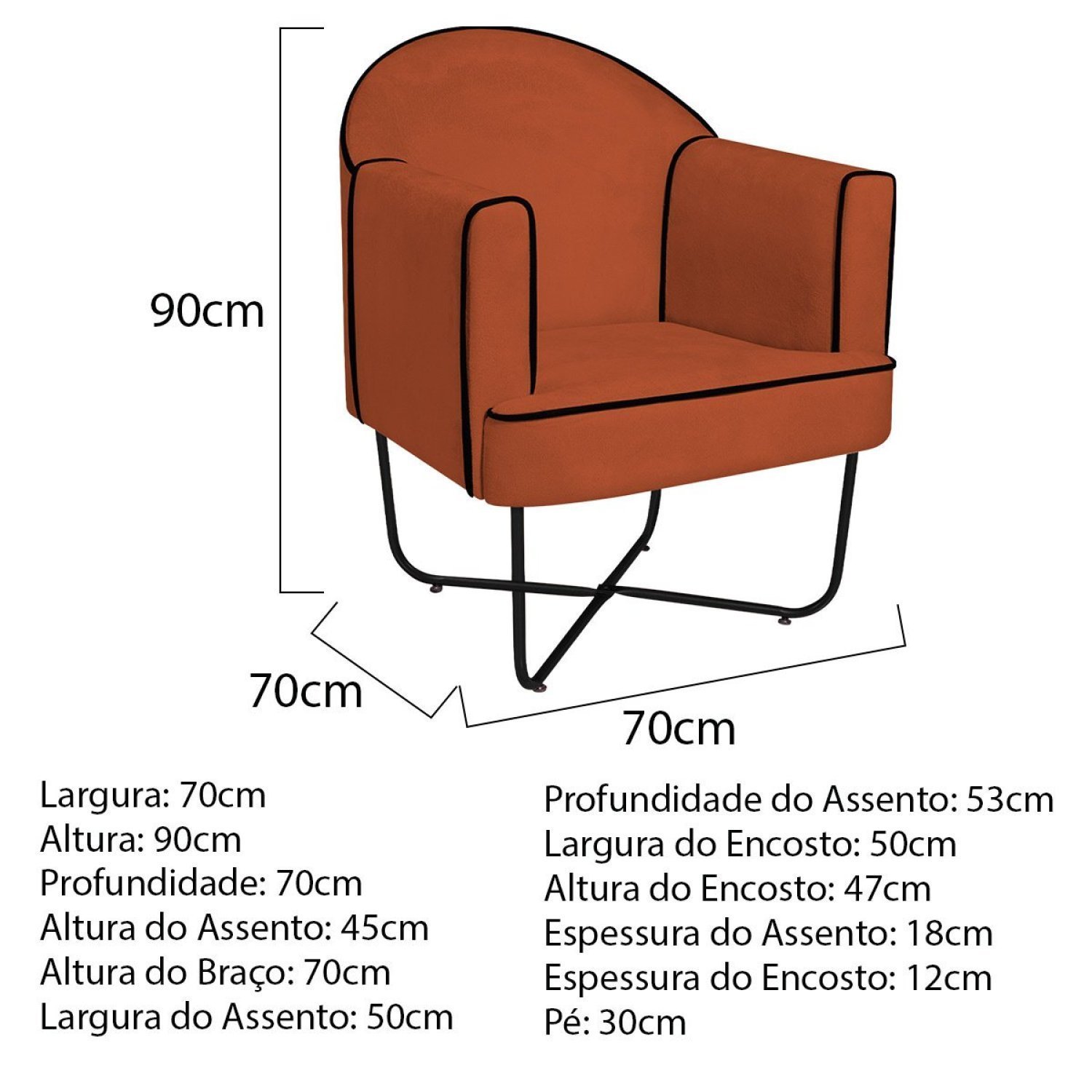 Poltrona Decorativa para Sala de Estar Base X Eva - 3