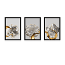 Ver imagem 1 de Tríptico - Quadros Decorativos Floral Rosa Branca Grande:Preto