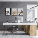 Ver imagem 2 de Tríptico - Quadros Decorativos Floral Rosa Branca Grande:Preto