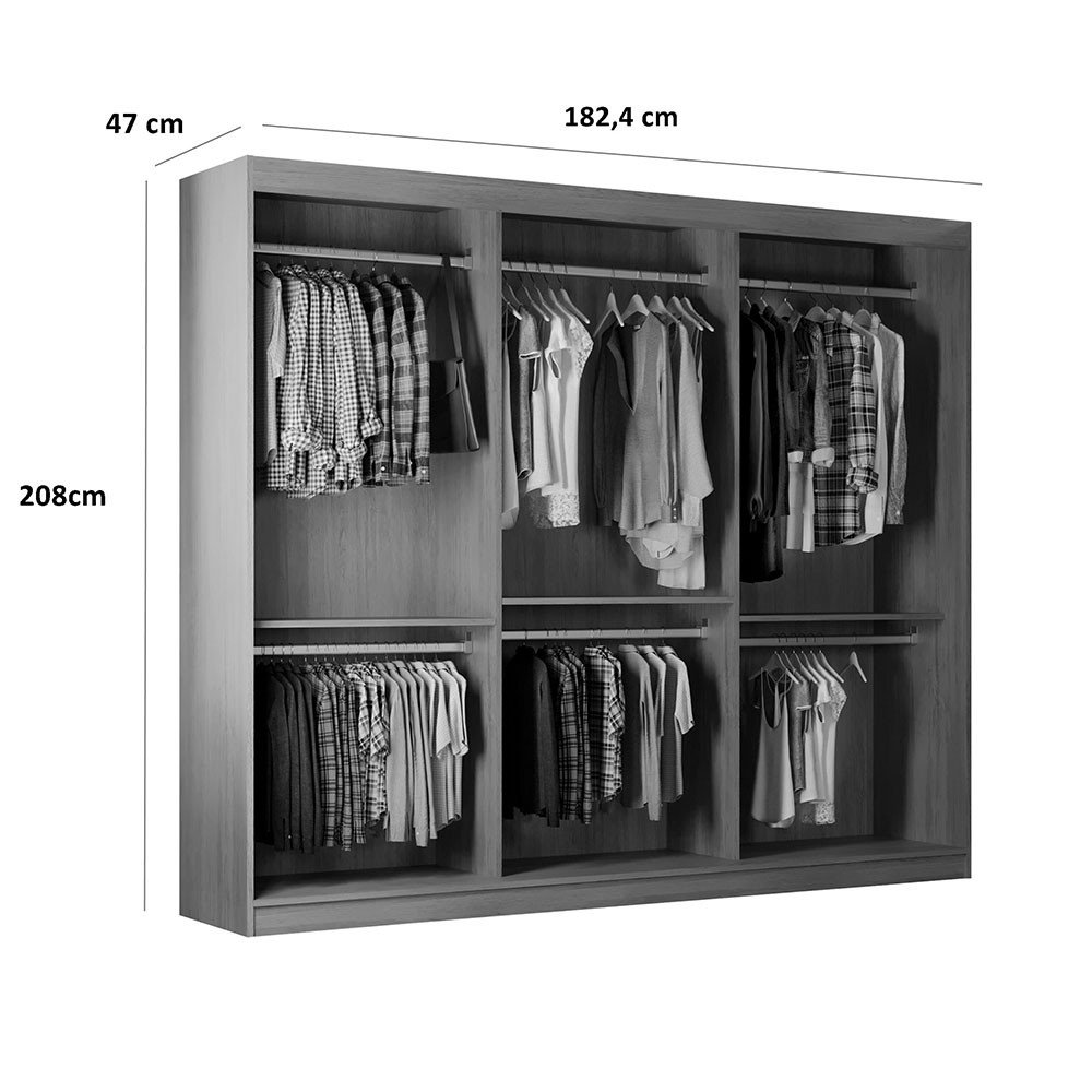 Roupeiro Casal Closet Light com 3 Prateleiras Moderna - 3