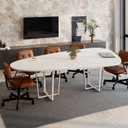 Ver imagem 1 de Mesa de Reunião Orgânica 2,70MX1,60m com Pés em Metal e Tampo Bipartido F5 Corporate Branco