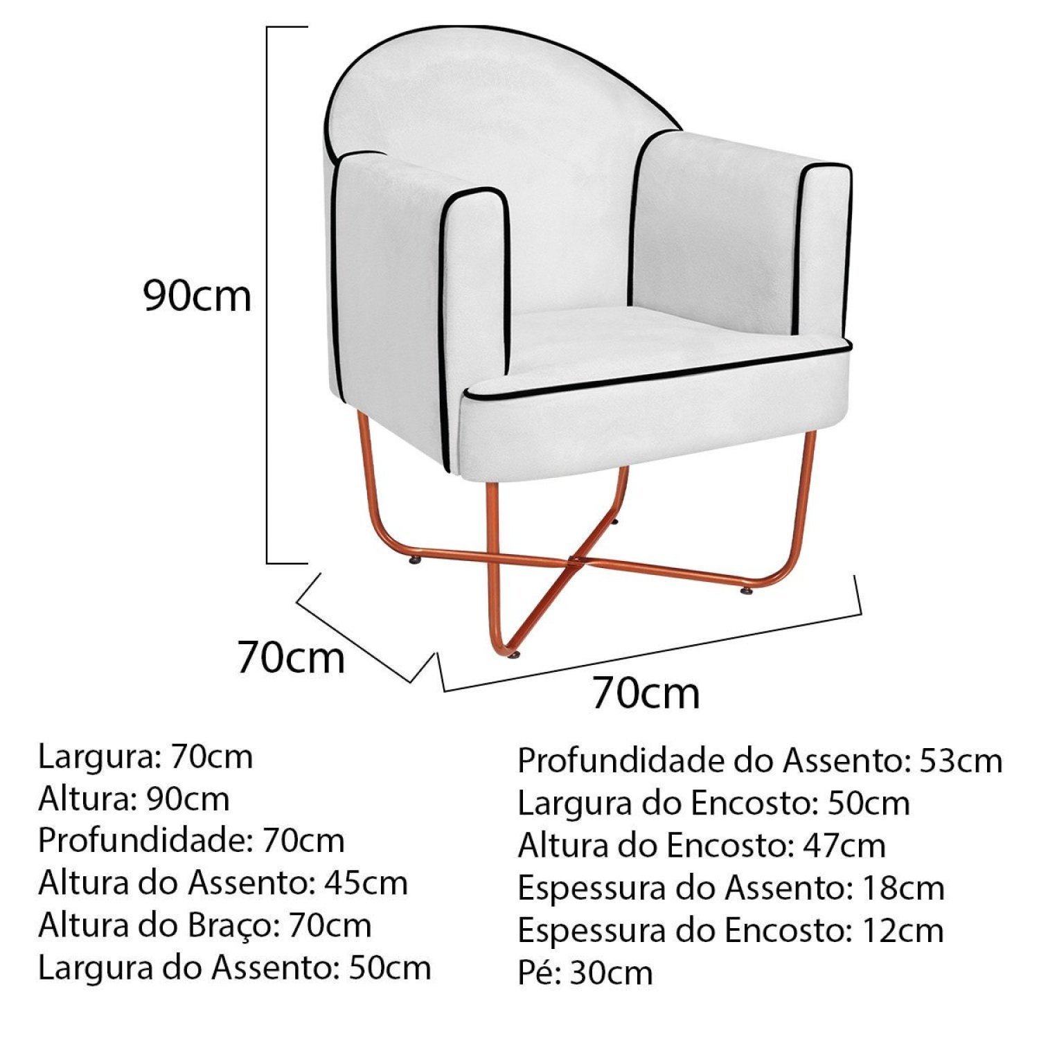 Poltrona Decorativa para Sala de Estar Base X Eva - 3