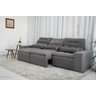 Sofá Retrátil e Reclinável com 2,50m de Largura em Tecido Suede:cinza - 2