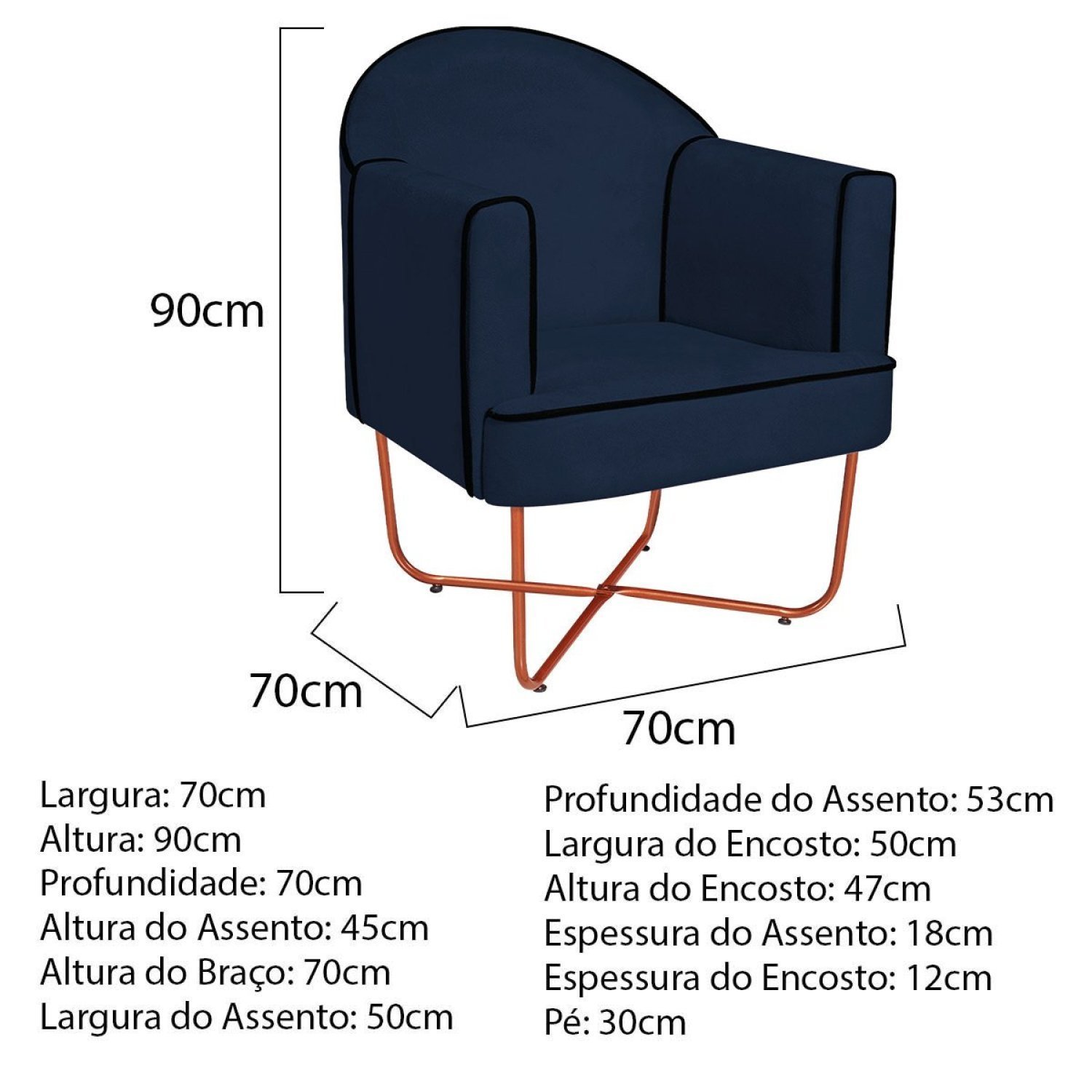 Poltrona Decorativa para Sala de Estar Base X Eva - 3