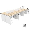 Ver imagem 2 de Estação de Trabalho 6 Lugares Mesa Escritório 140x60cm com Gaveteiro 2 Gavetas Flex - Dubai/Branco
