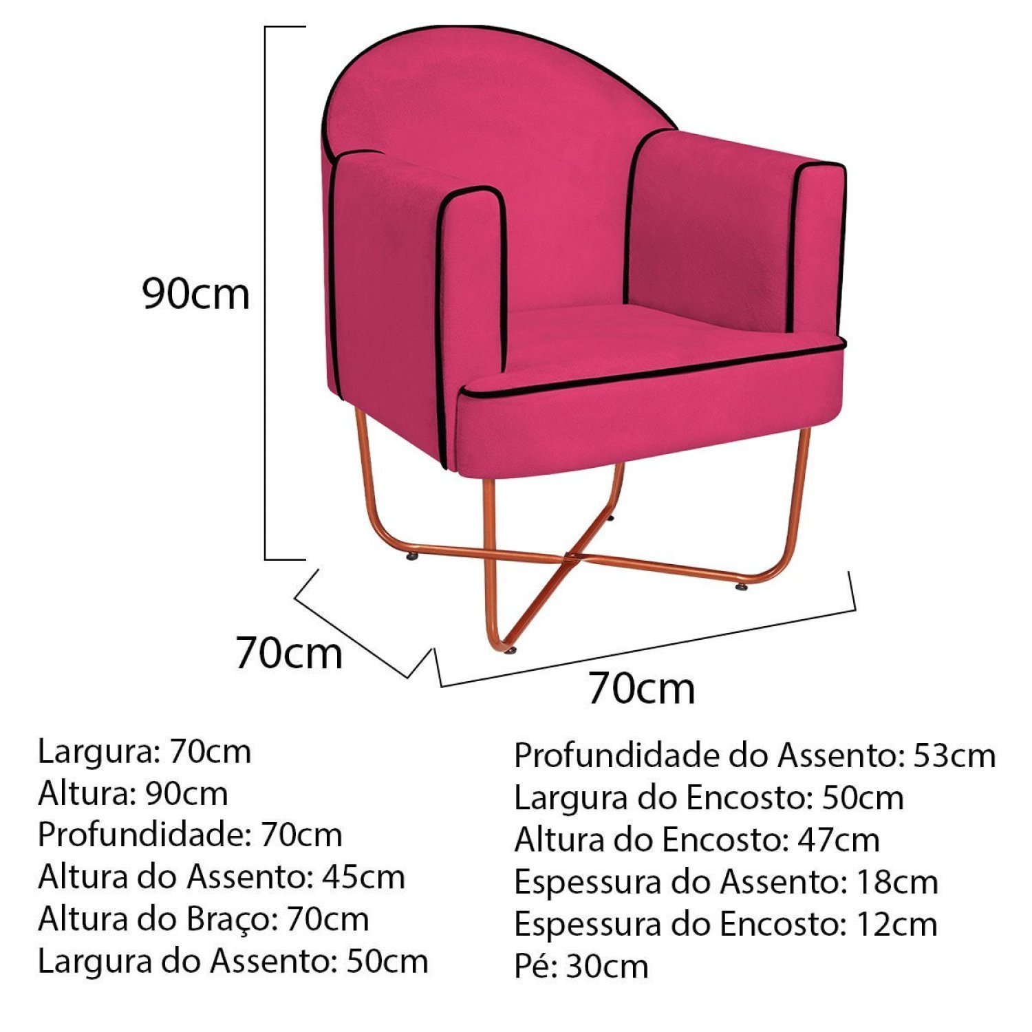 Poltrona Decorativa para Sala de Estar Base X Eva - 3