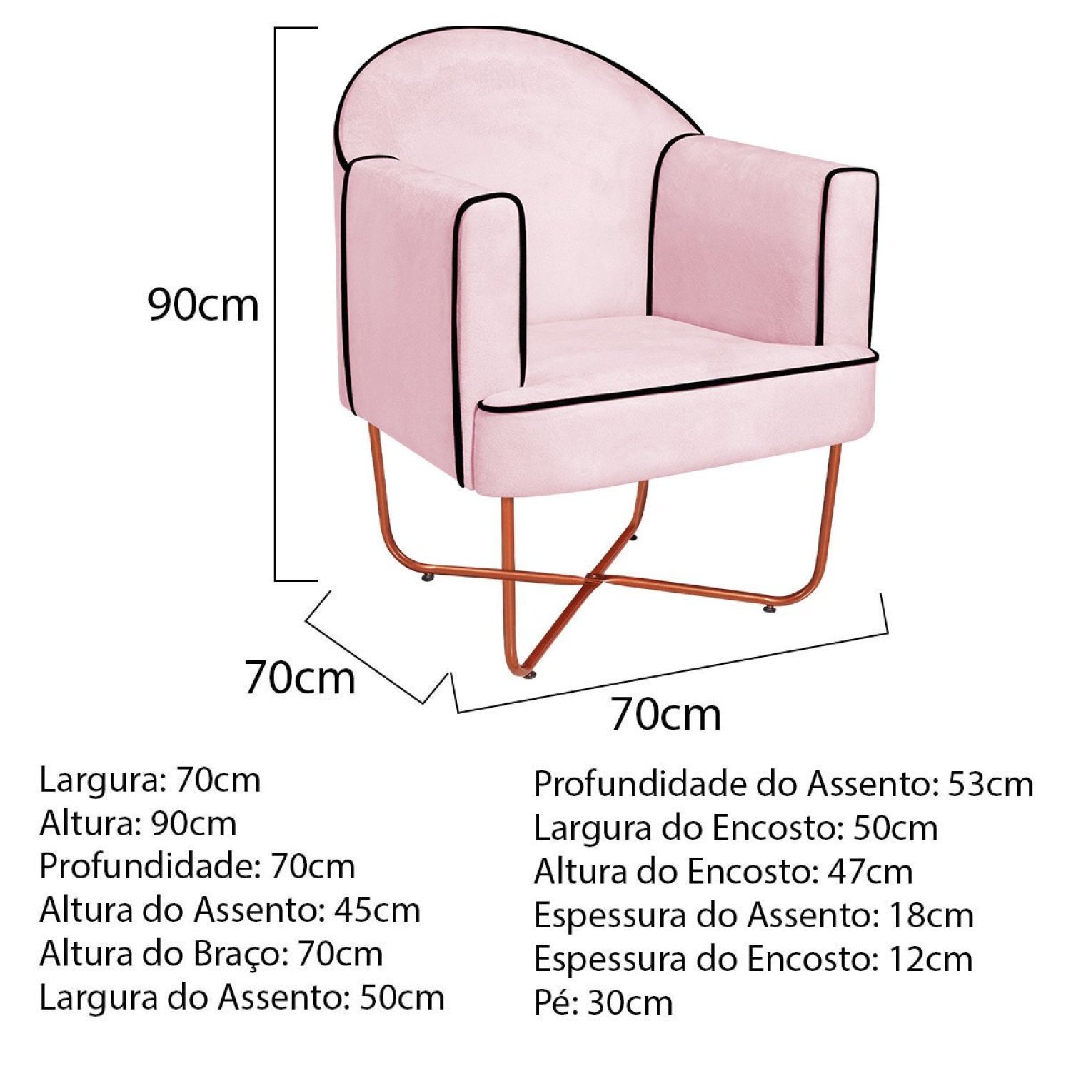 Poltrona Decorativa para Sala de Estar Base X Eva - 3