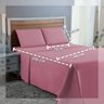 Kit Lençol Casal 300 Fios Algodão 4 Peças Jogo Forro de Cama Box Extra Macio:rose - 3