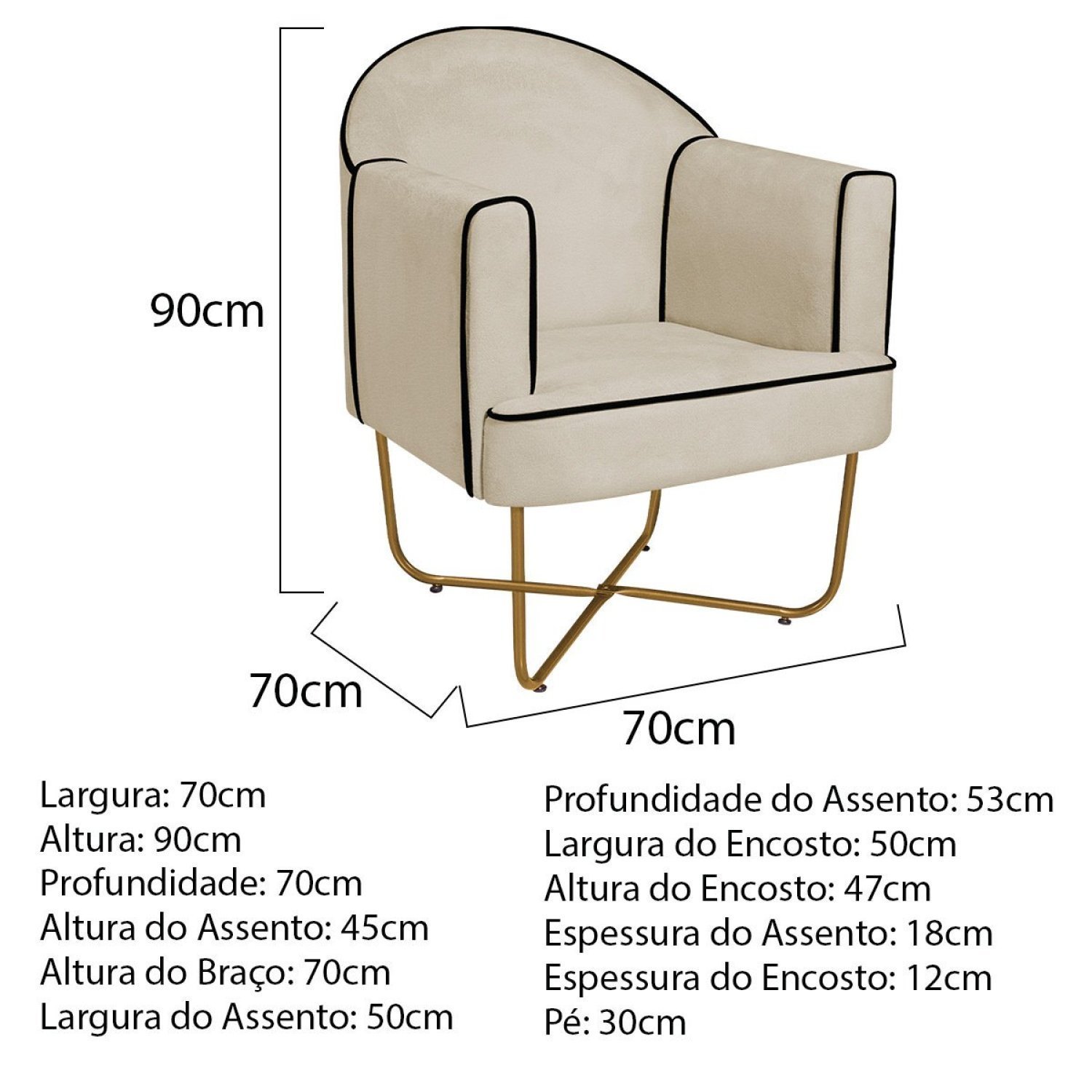 Poltrona Decorativa para Sala de Estar Base X Eva - 3