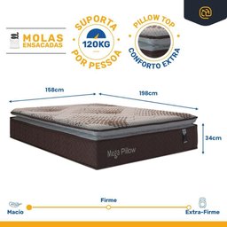 Cama Box Baú com Colchão de Molas Ensacadas Mega Pillow Queen 158cm - 4